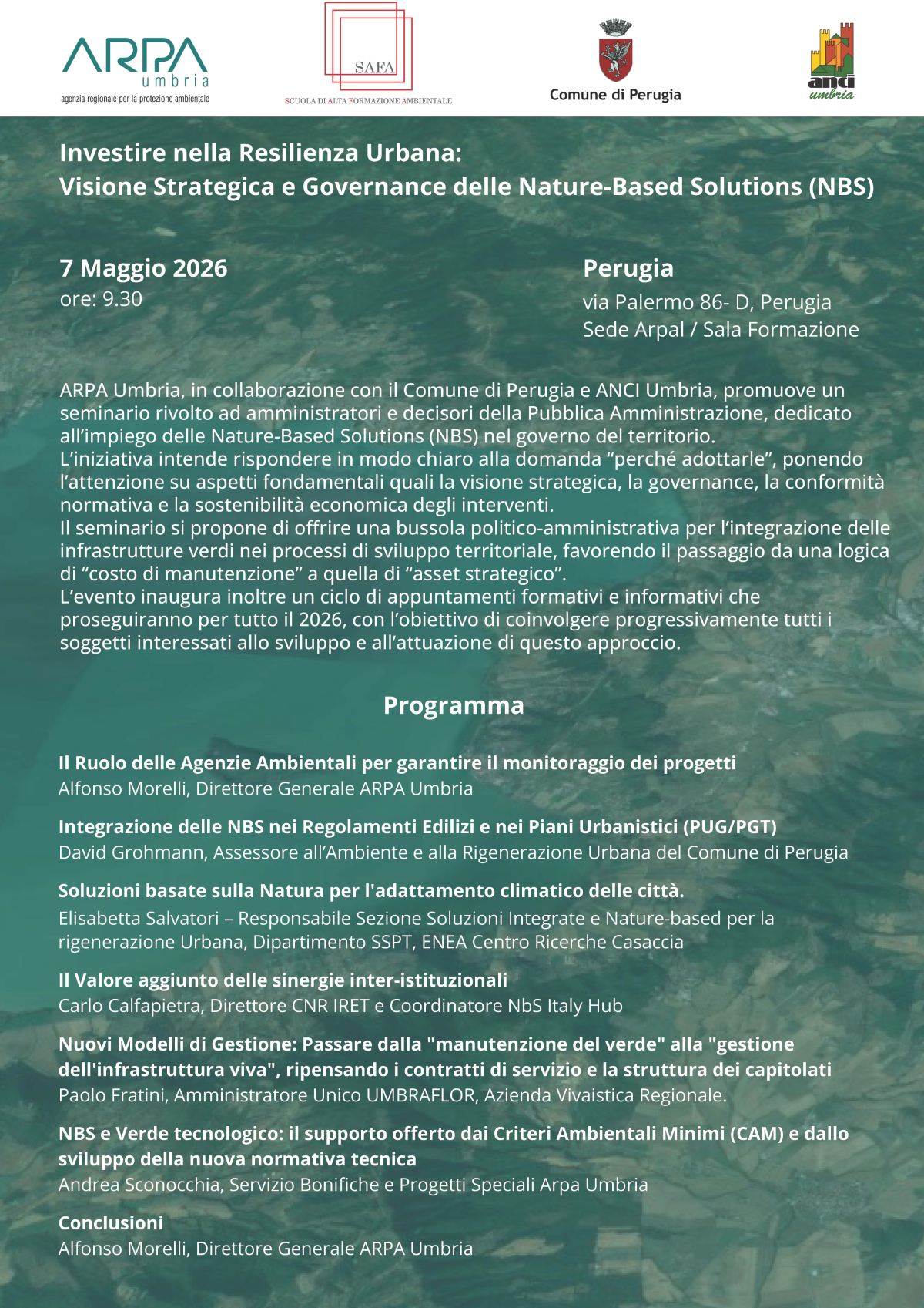Investire nella resilienza urbana: a Perugia un seminario sulla governance delle Nature-Based Solutions